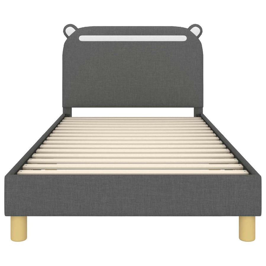 Bedframe voor kinderen met hoofdbord Donkergrijs 90 x 190 cm