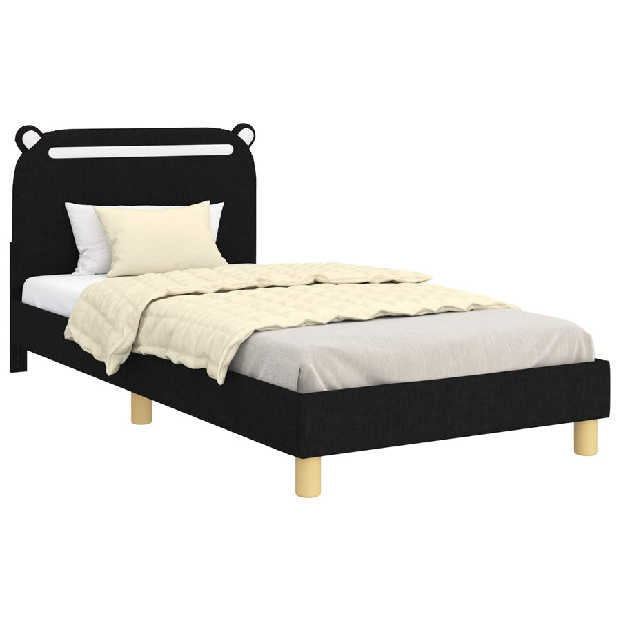 Bedframe voor kinderen met hoofdbord Zwart 90 x 190 cm Stof