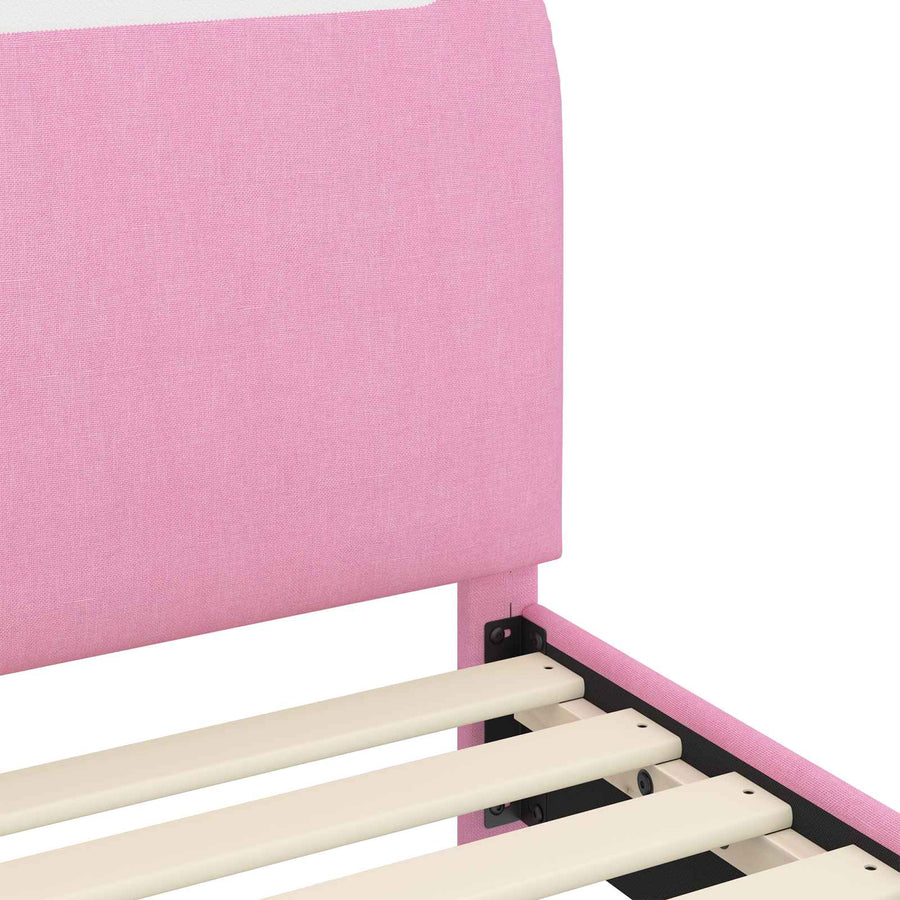 Bedframe voor kinderen met hoofdbord Roze 90 x 190 cm Stof