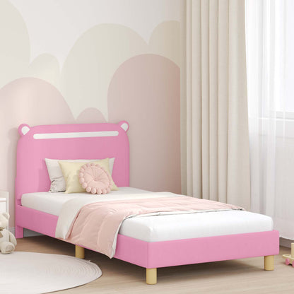 Bedframe voor kinderen met hoofdbord Roze 90 x 190 cm Stof