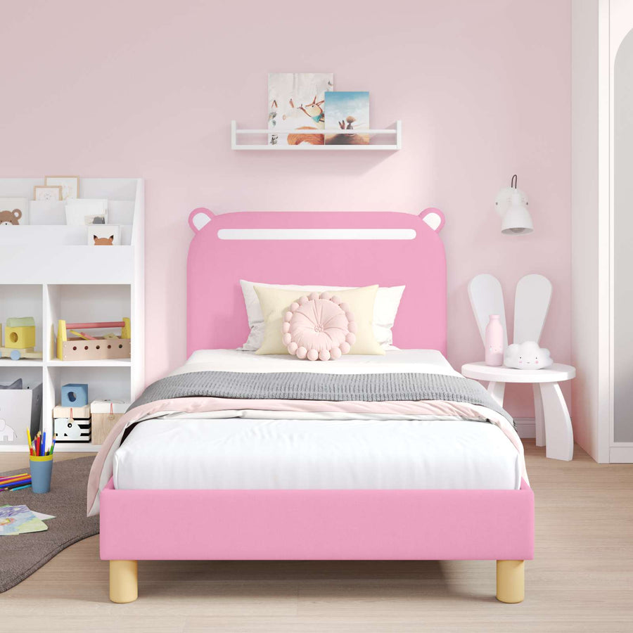 Bedframe voor kinderen met hoofdbord Roze 90 x 190 cm Stof