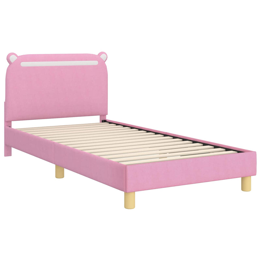 Bedframe voor kinderen met hoofdbord Roze 90 x 190 cm Stof
