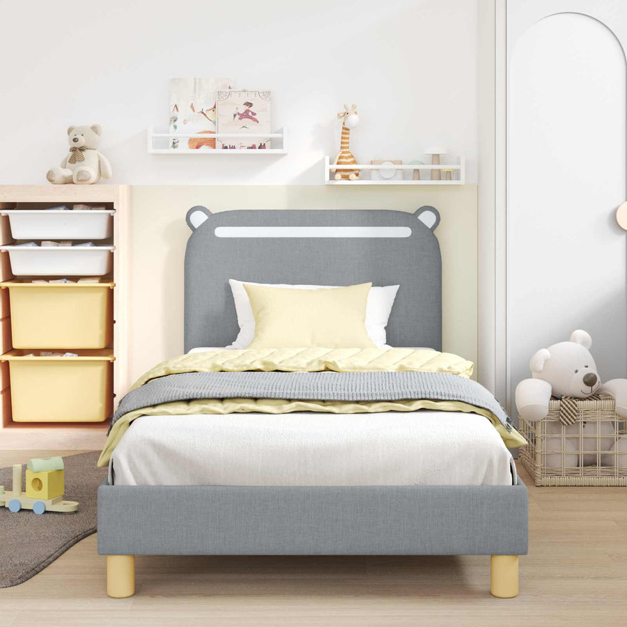 Bedframe voor kinderen met hoofdbord Lichtgrijs 90 x 200 cm