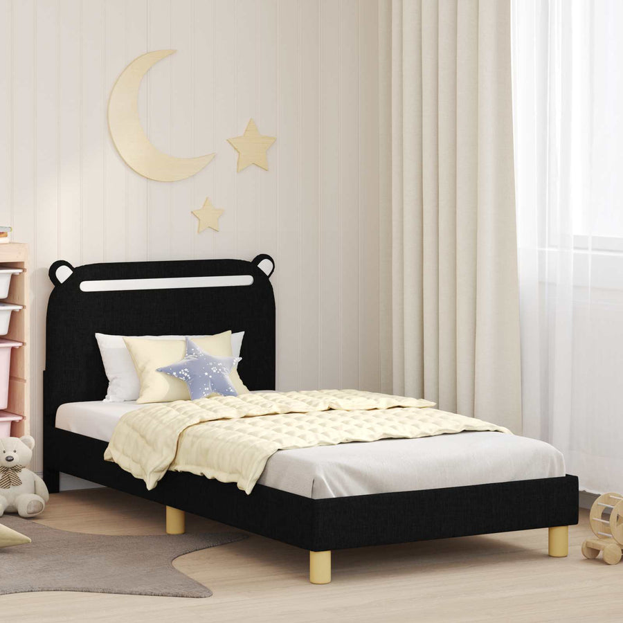 Bedframe voor kinderen met hoofdbord Zwart 90 x 200 cm Stof