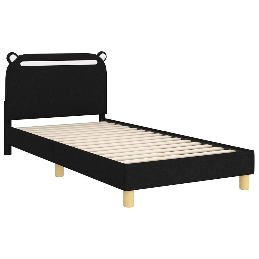 Bedframe voor kinderen met hoofdbord Zwart 90 x 200 cm Stof