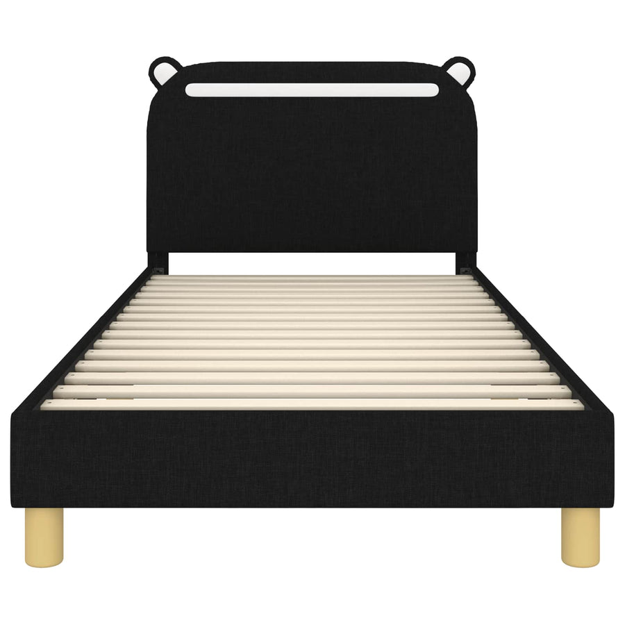 Bedframe voor kinderen met hoofdbord Zwart 90 x 200 cm Stof