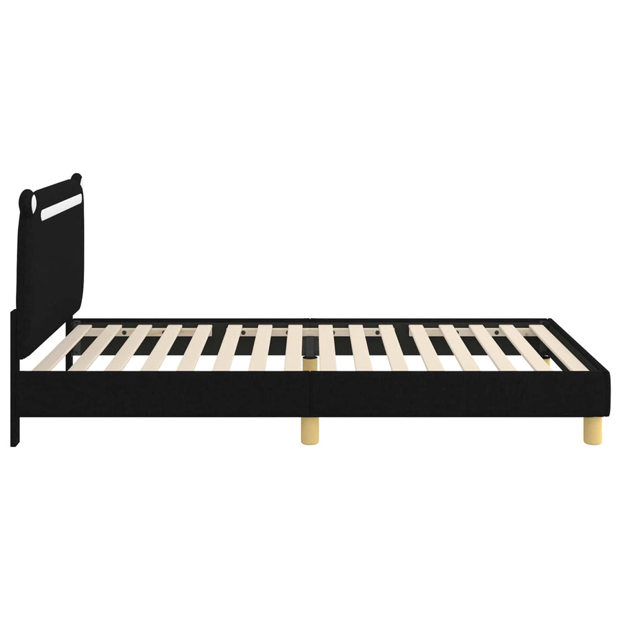 Bedframe voor kinderen met hoofdbord Zwart 90 x 200 cm Stof