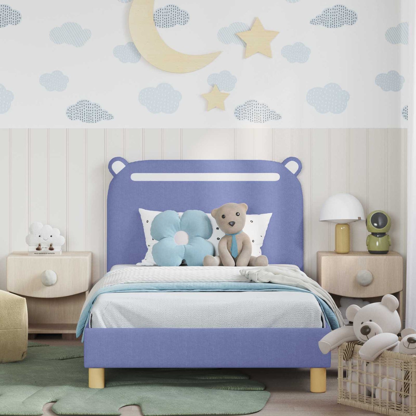 Bedframe voor kinderen met hoofdbord Jeans Blauw 90 x 200 cm