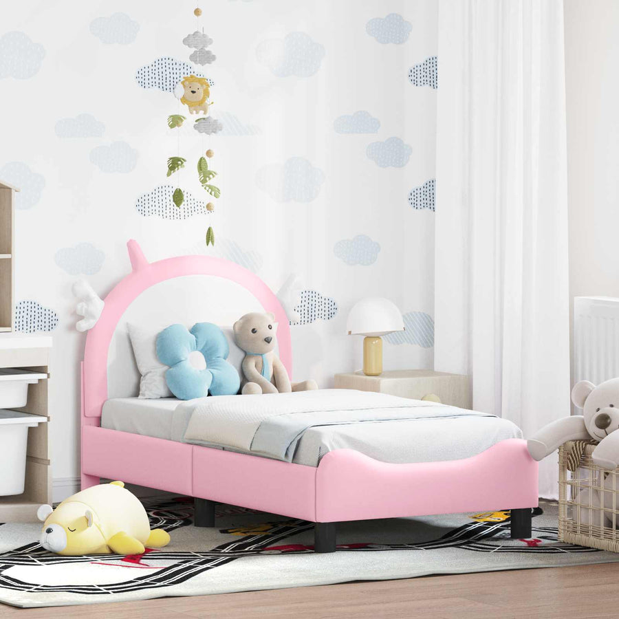 Peuterbedframe met hoofdbord met hoofdeinde Roze 70 x 140 cm PU