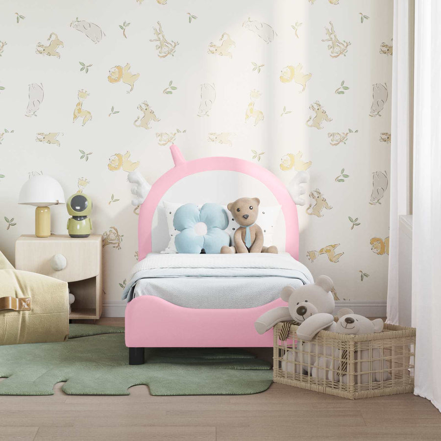 Peuterbedframe met hoofdbord met hoofdeinde Roze 70 x 140 cm PU