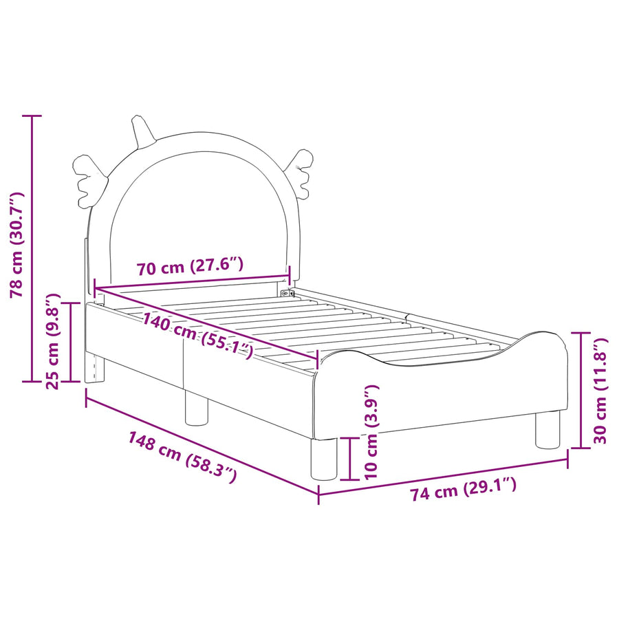 Peuterbedframe met hoofdbord met hoofdeinde Roze 70 x 140 cm PU