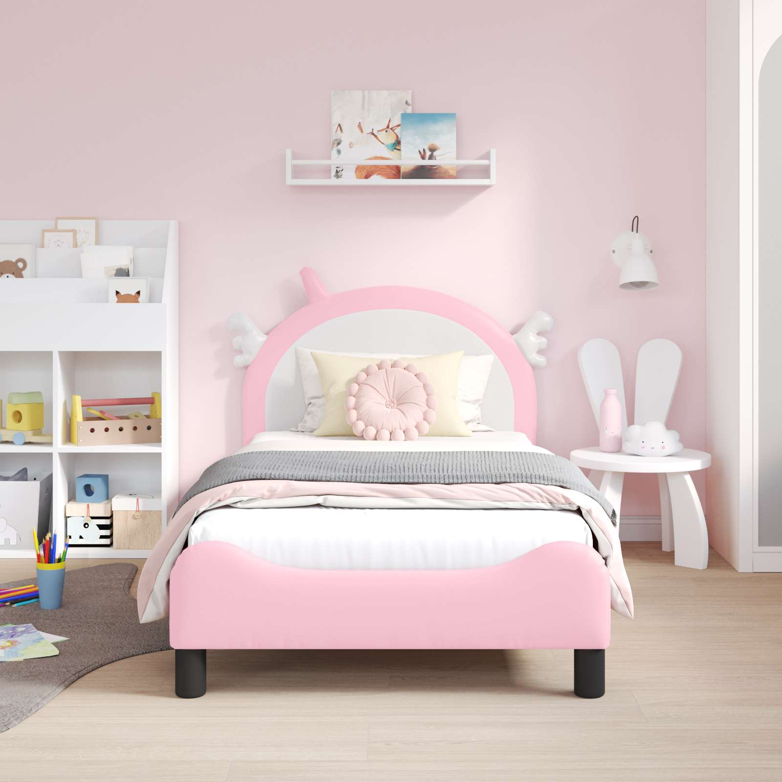 Bedframe voor kinderen met hoofdbord Roze 80 x 160 cm PU