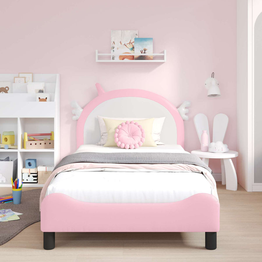 Bedframe voor kinderen met hoofdbord Roze 90 x 190 cm PU