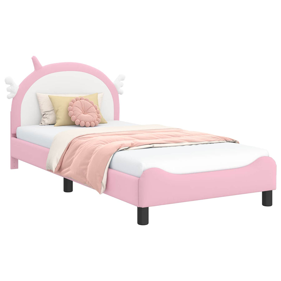 Bedframe voor kinderen met hoofdbord Roze 90 x 190 cm PU