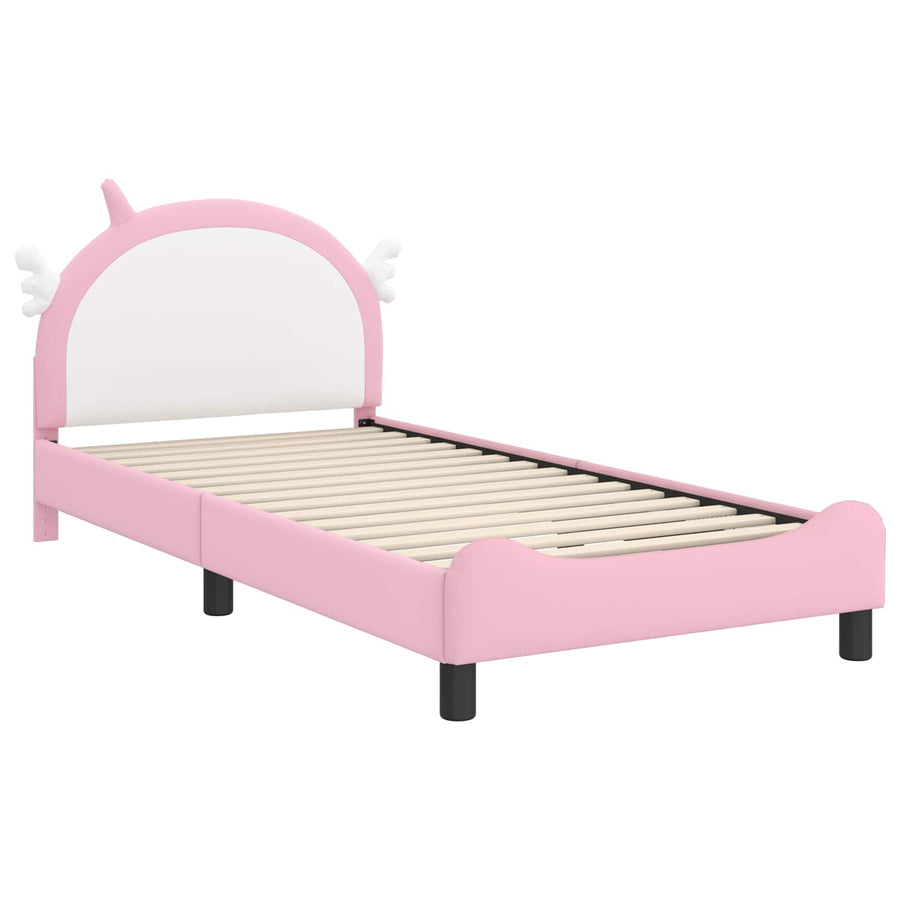 Bedframe voor kinderen met hoofdbord Roze 90 x 190 cm PU