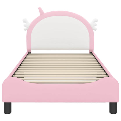Bedframe voor kinderen met hoofdbord Roze 90 x 190 cm PU