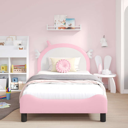 Bedframe voor kinderen met hoofdbord Roze 90 x 200 cm PU