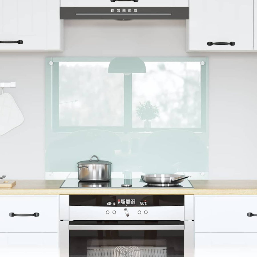 Keuken Achterwand Wit 80 x 60 x 0.8 cm gehard glas