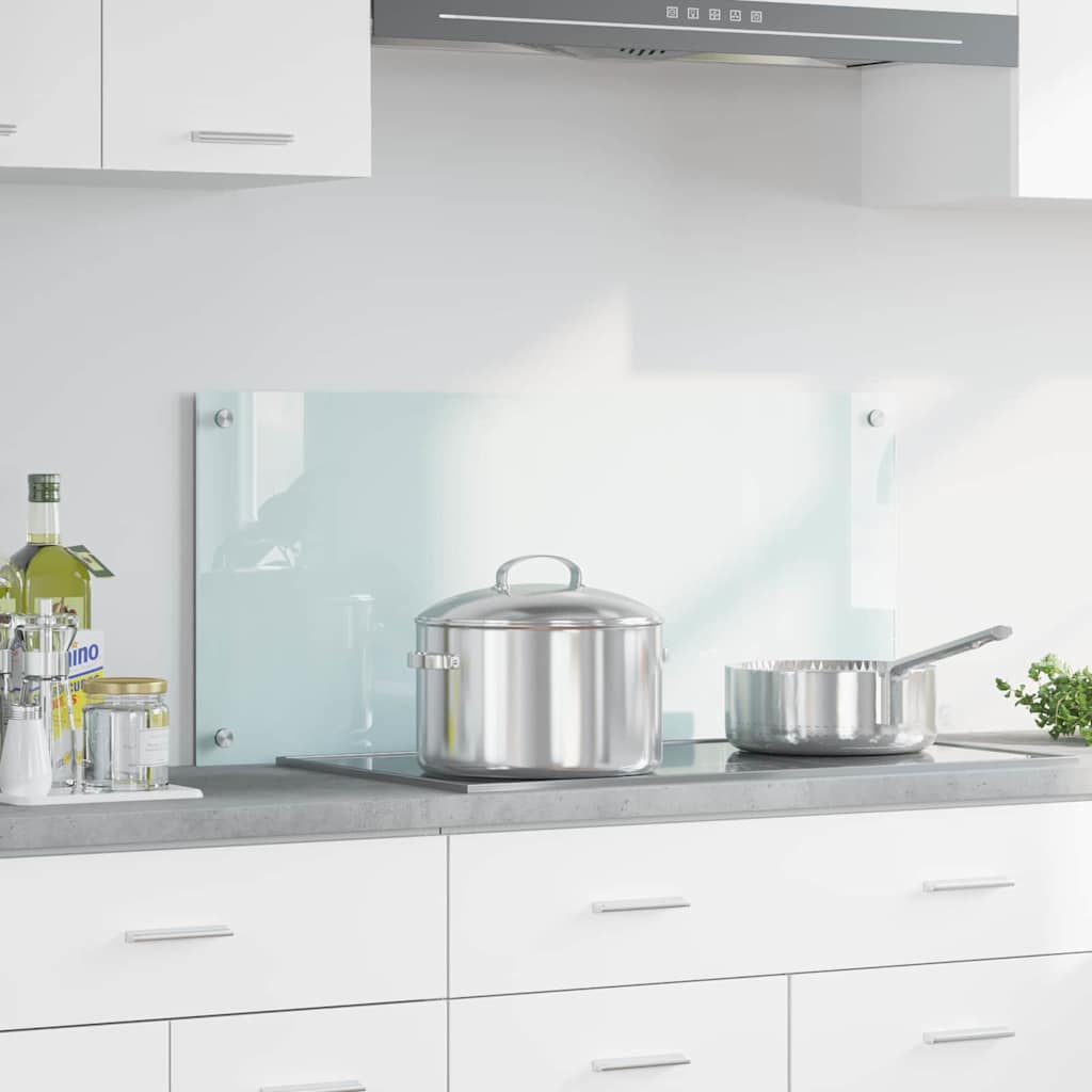 Keuken Achterwand Wit 90 x 40 x 0,8 cm gehard glas