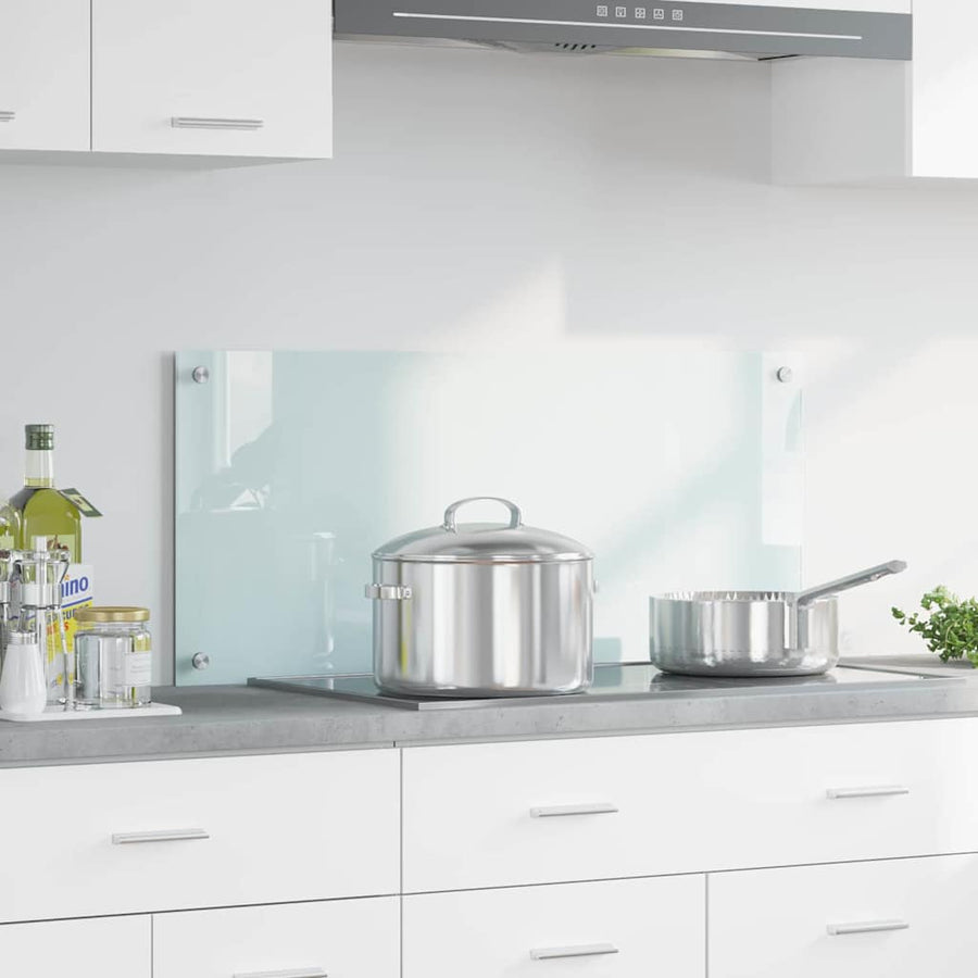 Keuken Achterwand Wit 90 x 40 x 0,8 cm gehard glas