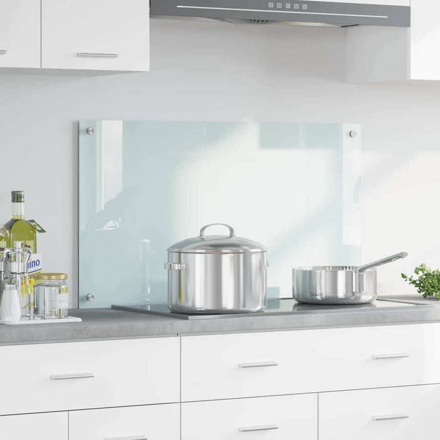 Keuken Achterwand Wit 90 x 50 x 0.8 cm gehard glas