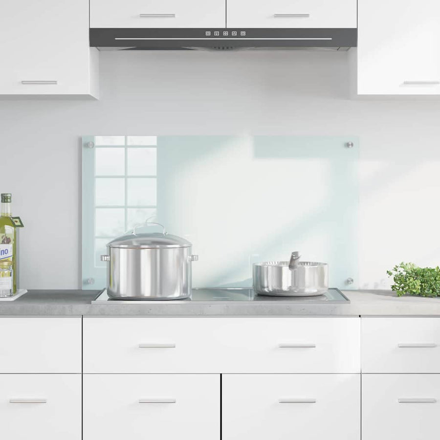 Keuken Achterwand Wit 90 x 50 x 0.8 cm gehard glas