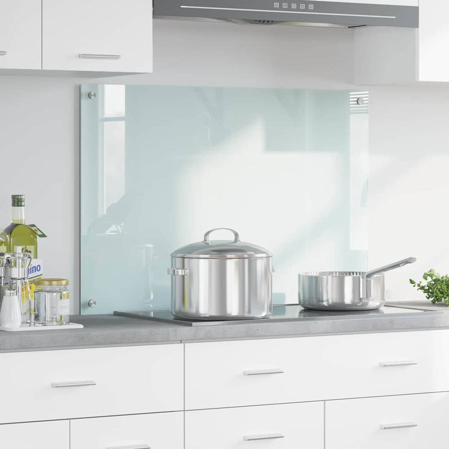 Keuken Achterwand Wit 90 x 60 x 0.8 cm gehard glas