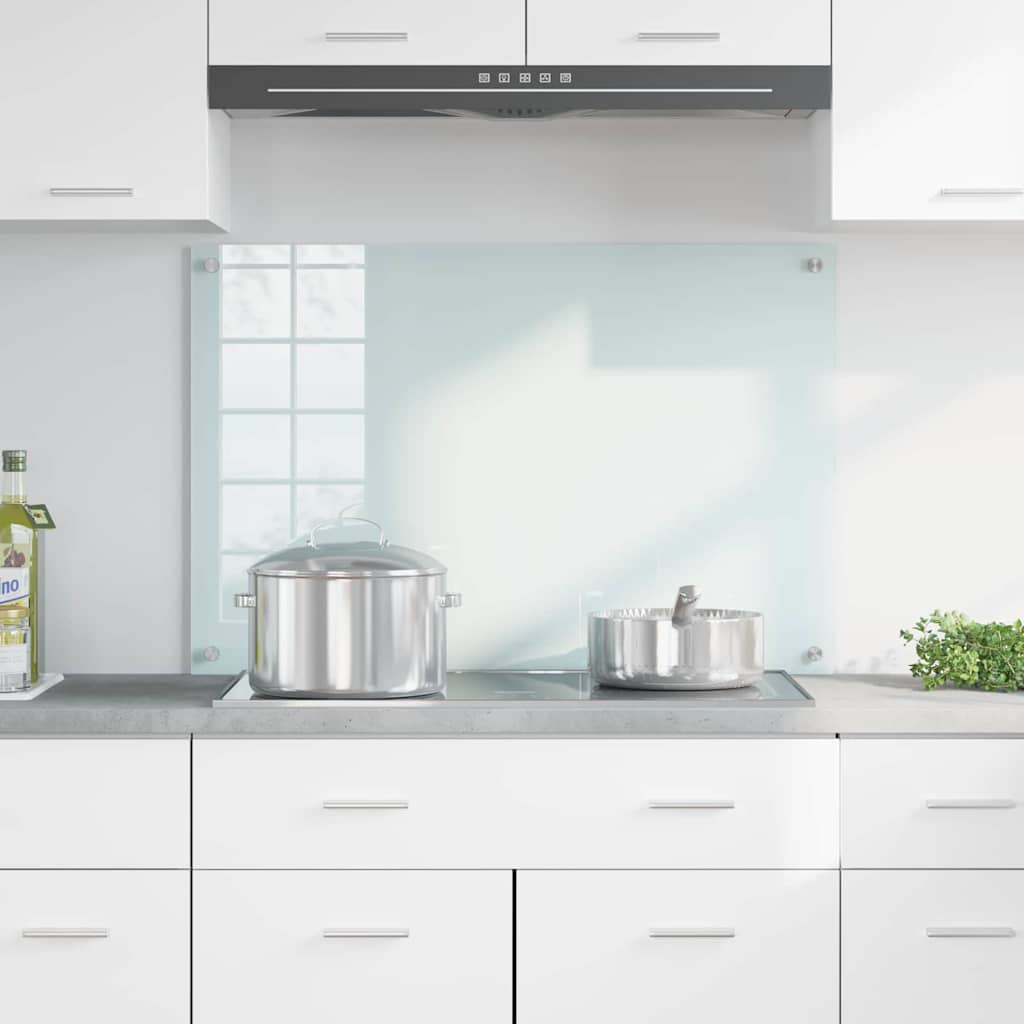 Keuken Achterwand Wit 90 x 60 x 0.8 cm gehard glas