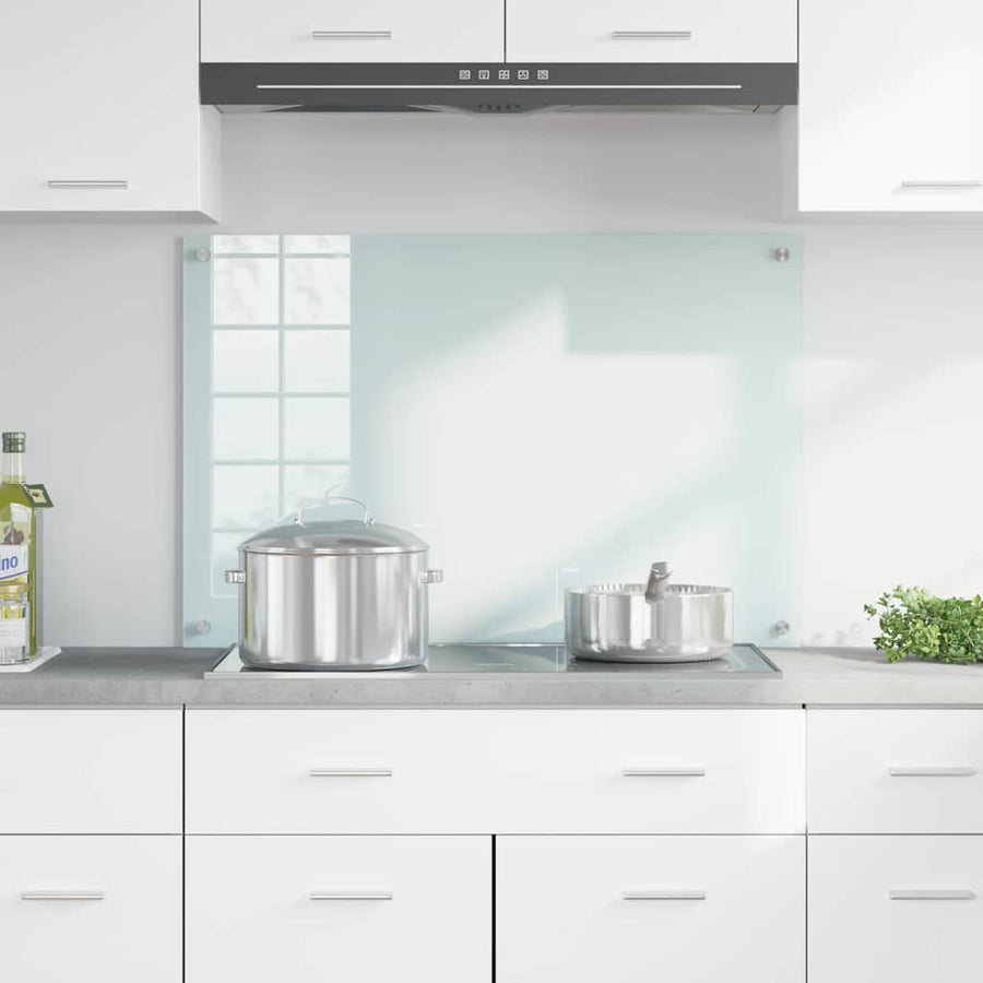 Keuken Achterwand Wit 90 x 60 x 0.8 cm gehard glas