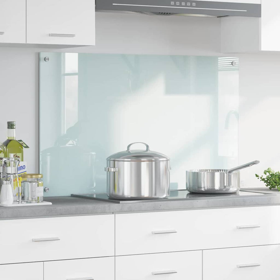 Keuken Achterwand Wit 100 x 60 x 0,8 cm gehard glas