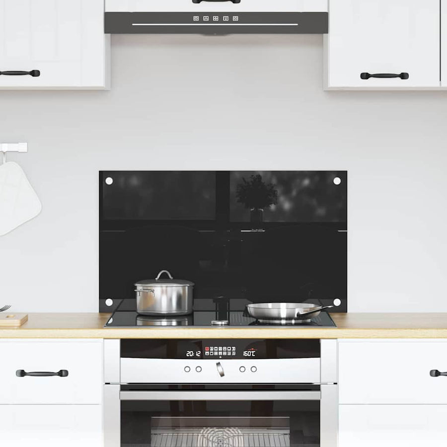 Keuken Achterwand Zwart 70 x 40 x 0,8 cm gehard glas