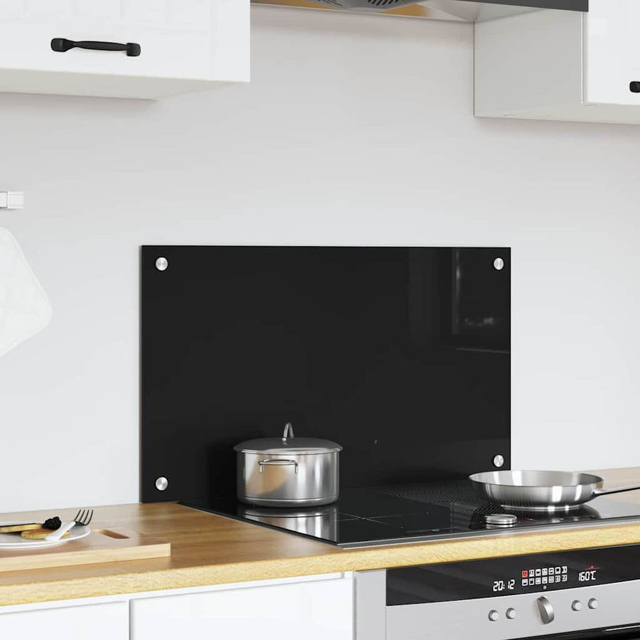 Keuken Achterwand Zwart 70 x 40 x 0,8 cm gehard glas