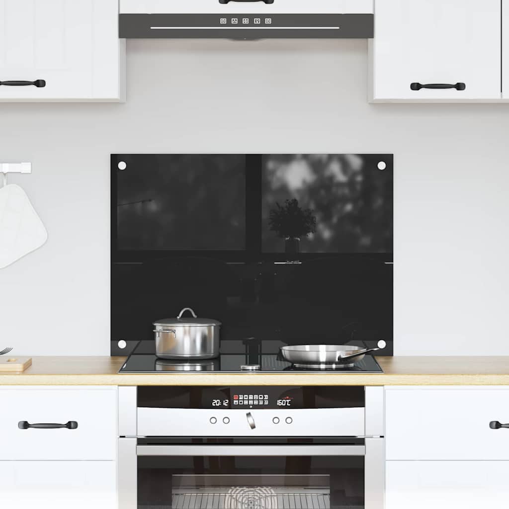 Keuken Achterwand Zwart 70 x 50 x 0.8 cm gehard glas