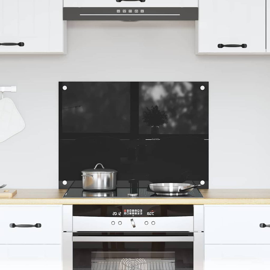 Keuken Achterwand Zwart 70 x 50 x 0.8 cm gehard glas