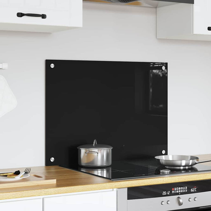 Keuken Achterwand Zwart 70 x 50 x 0.8 cm gehard glas