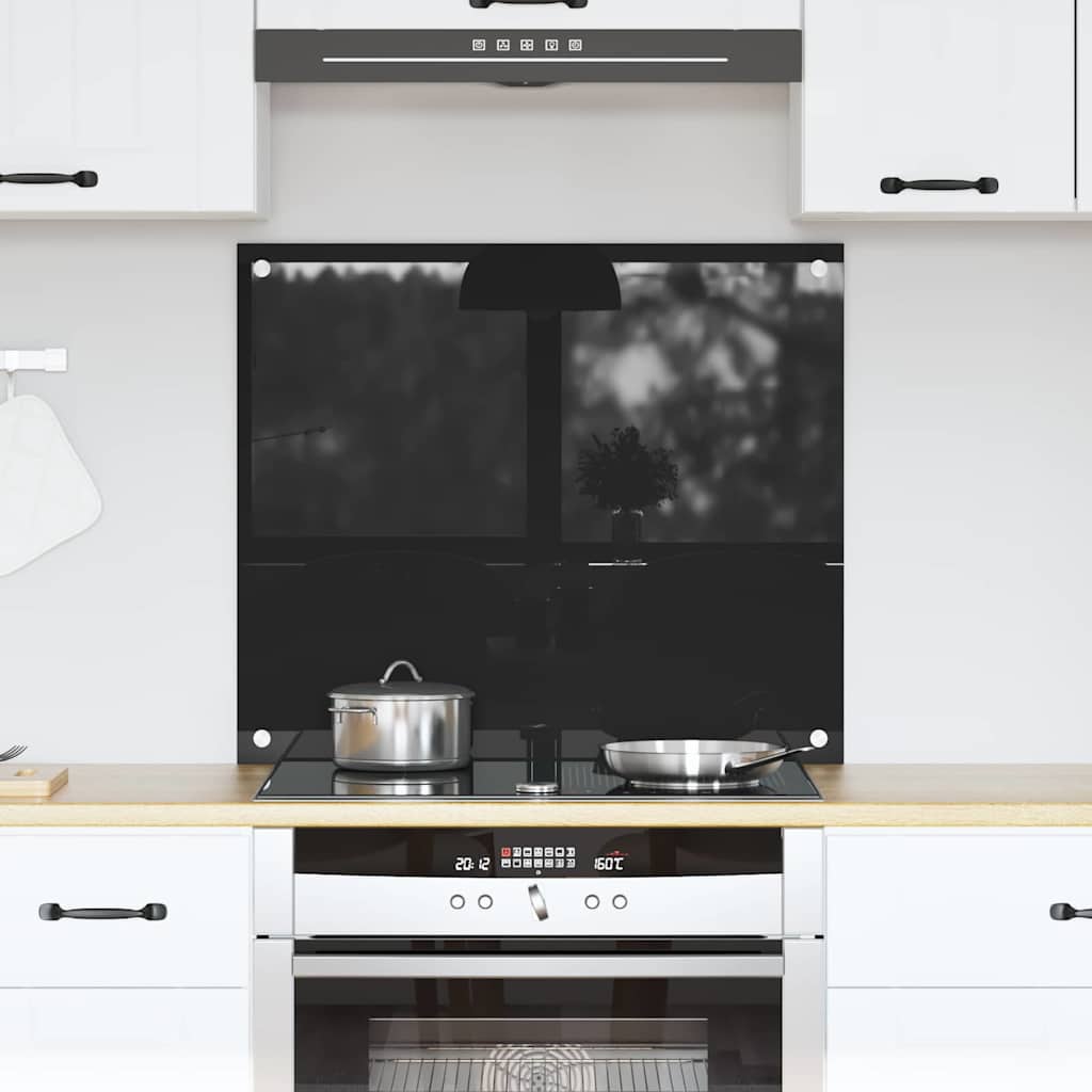 Keuken Achterwand Zwart 70 x 60 x 0.8 cm gehard glas