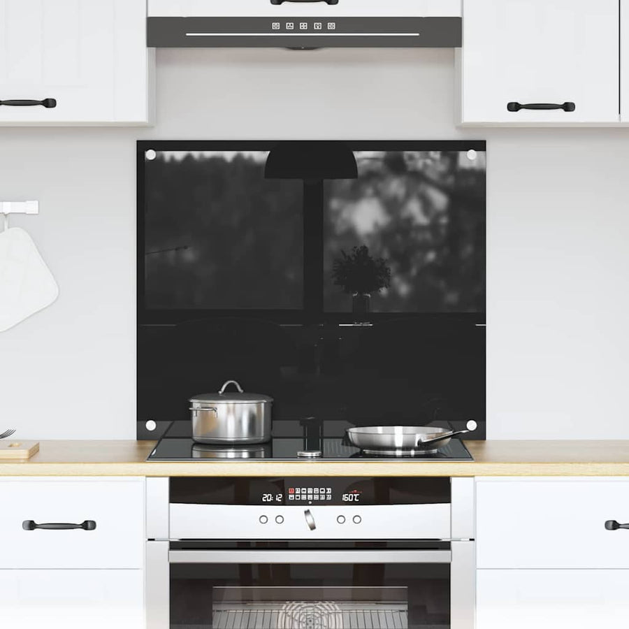 Keuken Achterwand Zwart 70 x 60 x 0.8 cm gehard glas