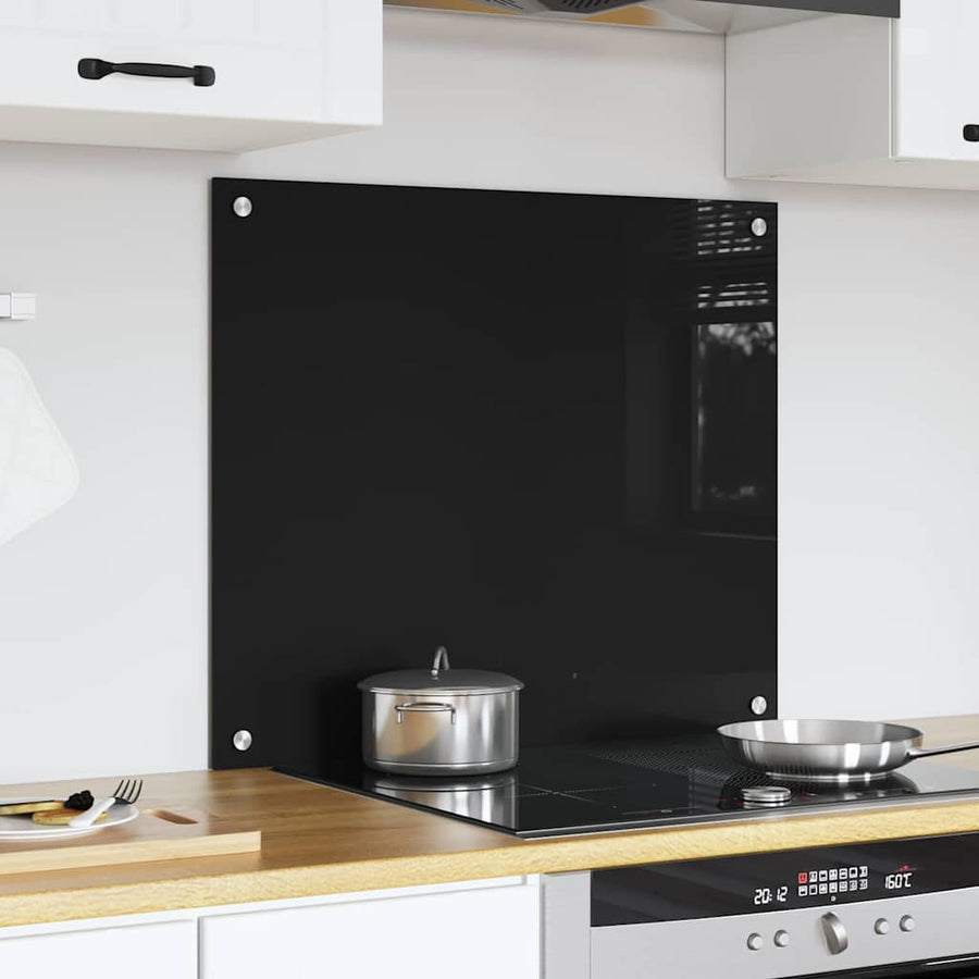 Keuken Achterwand Zwart 70 x 60 x 0.8 cm gehard glas