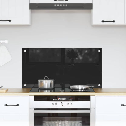 Keuken Achterwand Zwart 80 x 40 x 0.8 cm gehard glas