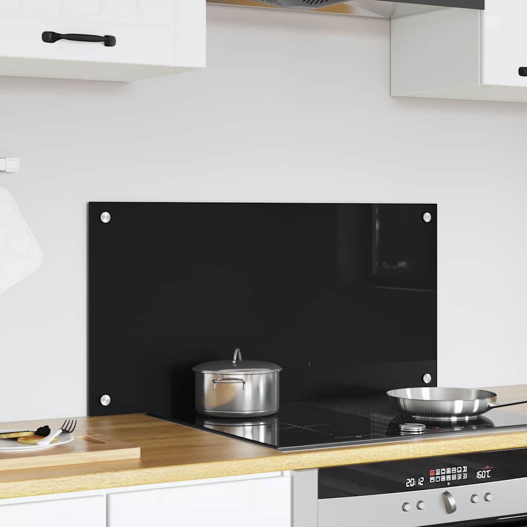 Keuken Achterwand Zwart 80 x 40 x 0.8 cm gehard glas