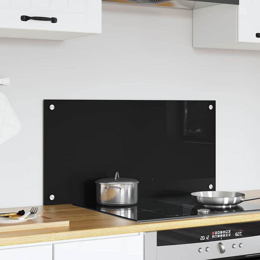 Keuken Achterwand Zwart 80 x 40 x 0.8 cm gehard glas