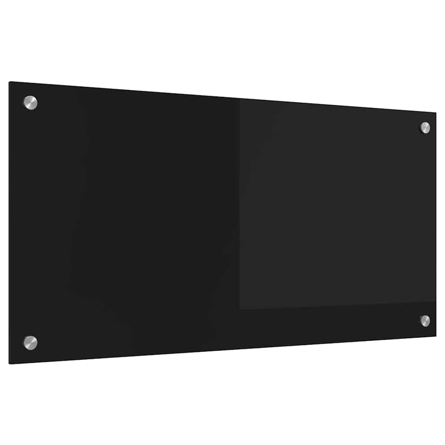 Keuken Achterwand Zwart 80 x 40 x 0.8 cm gehard glas