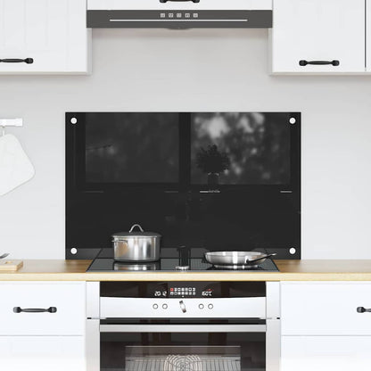 Keuken Achterwand Zwart 80 x 50 x 0.8 cm gehard glas