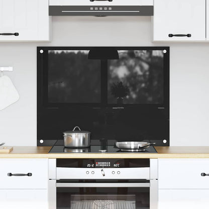 Keuken Achterwand Zwart 80 x 60 x 0.8 cm gehard glas