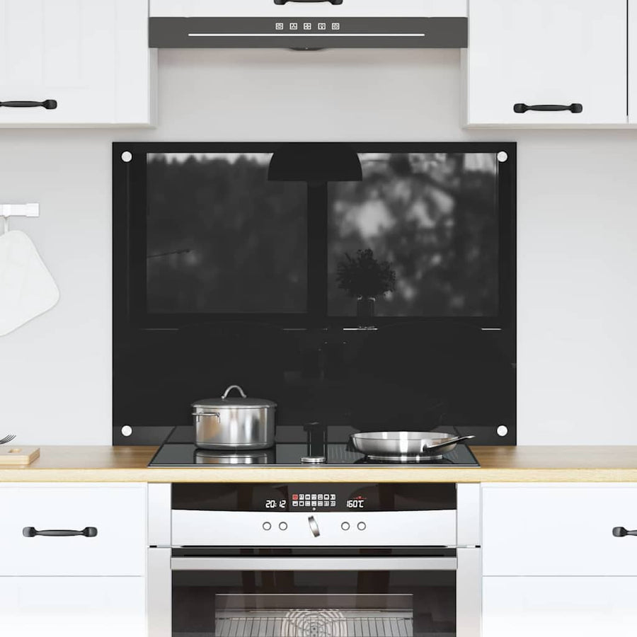 Keuken Achterwand Zwart 80 x 60 x 0.8 cm gehard glas