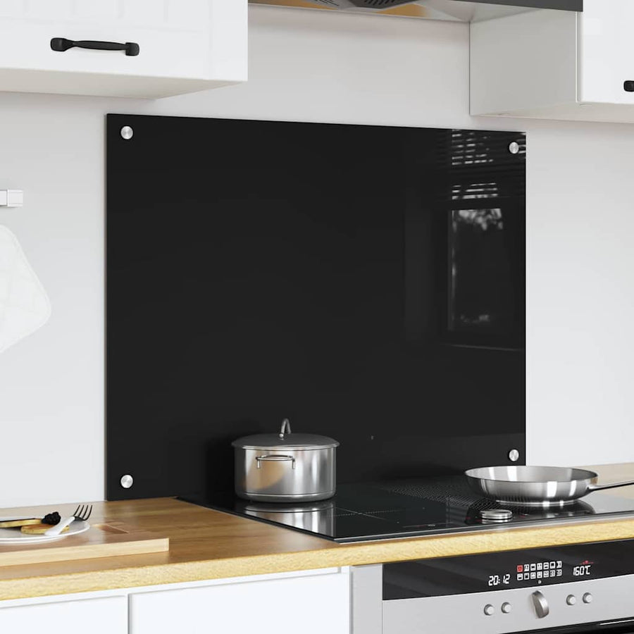 Keuken Achterwand Zwart 80 x 60 x 0.8 cm gehard glas