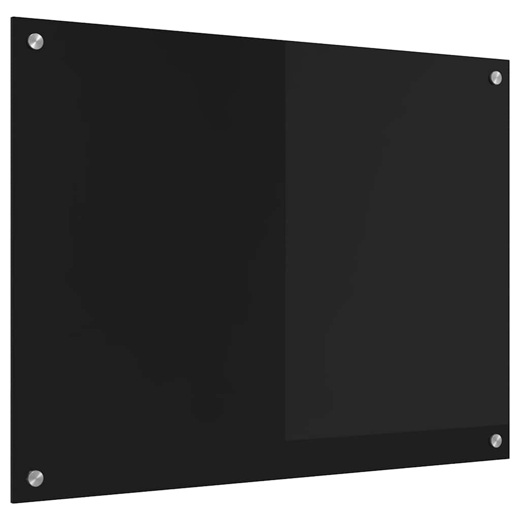 Keuken Achterwand Zwart 80 x 60 x 0.8 cm gehard glas