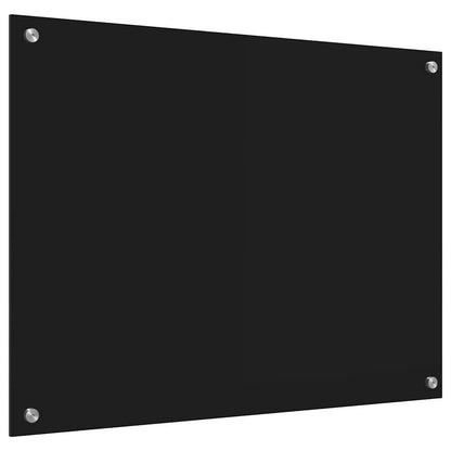 Keuken Achterwand Zwart 80 x 60 x 0.8 cm gehard glas