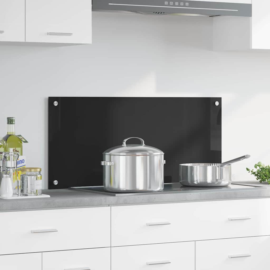 Keuken Achterwand Zwart 90 x 40 x 0,8 cm gehard glas