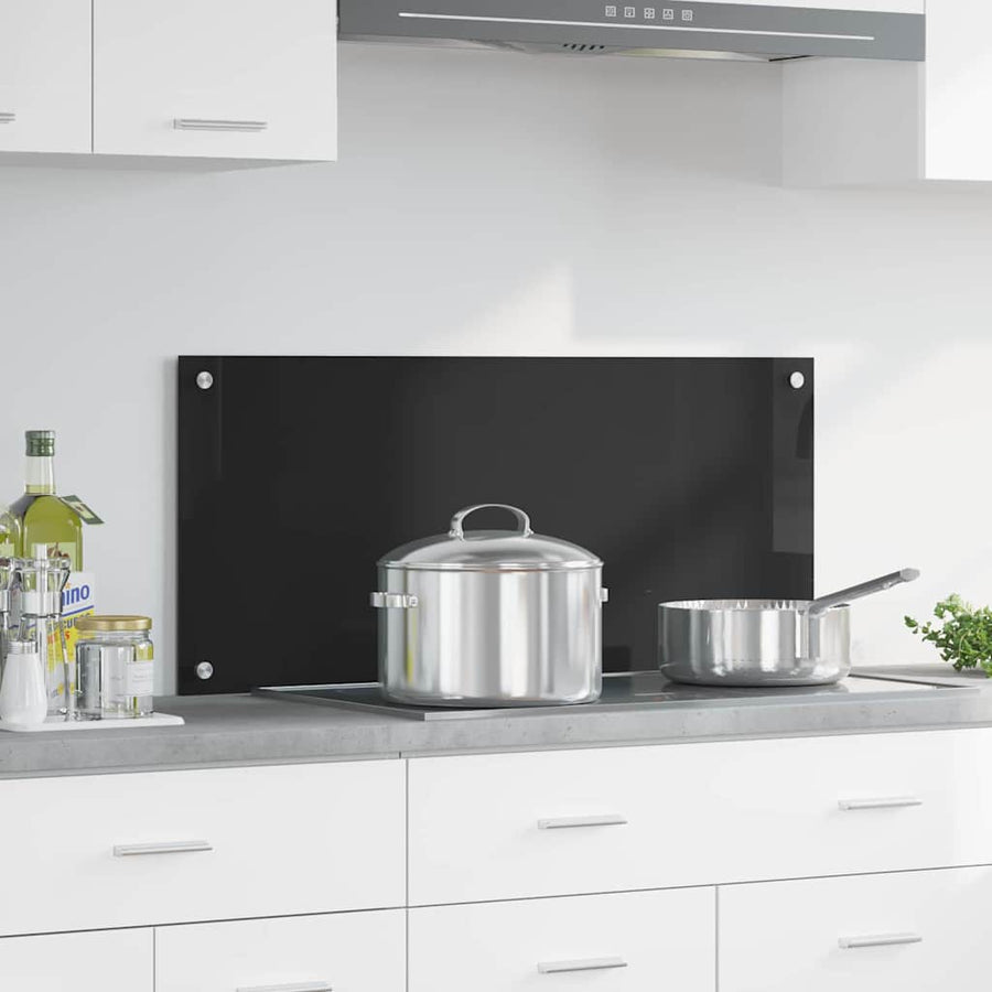 Keuken Achterwand Zwart 90 x 40 x 0,8 cm gehard glas